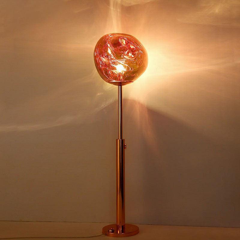 Modern Molten Lava Art Floor Standing Lamp with Spherical Metallic Shade