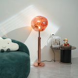 Modern Molten Lava Art Floor Standing Lamp with Spherical Metallic Shade