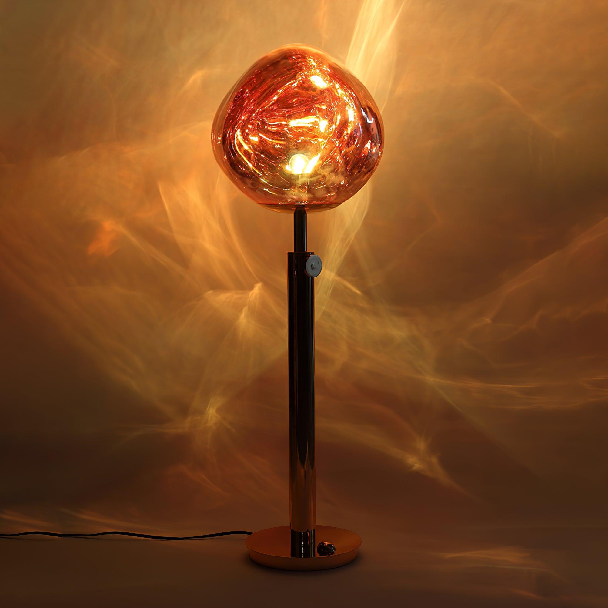 Modern Molten Lava Art Floor Standing Lamp with Spherical Metallic Shade