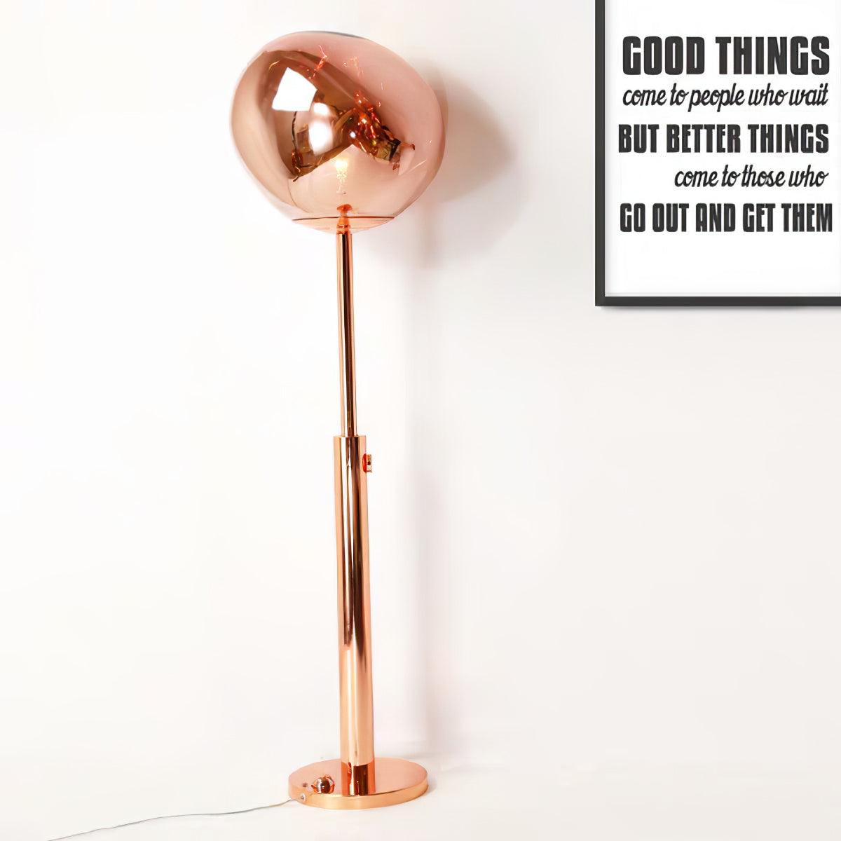 Modern Molten Lava Art Floor Standing Lamp with Spherical Metallic Shade