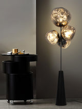 Decorative Melting Glass Column Floor Lamp Standing Light with Marble Base