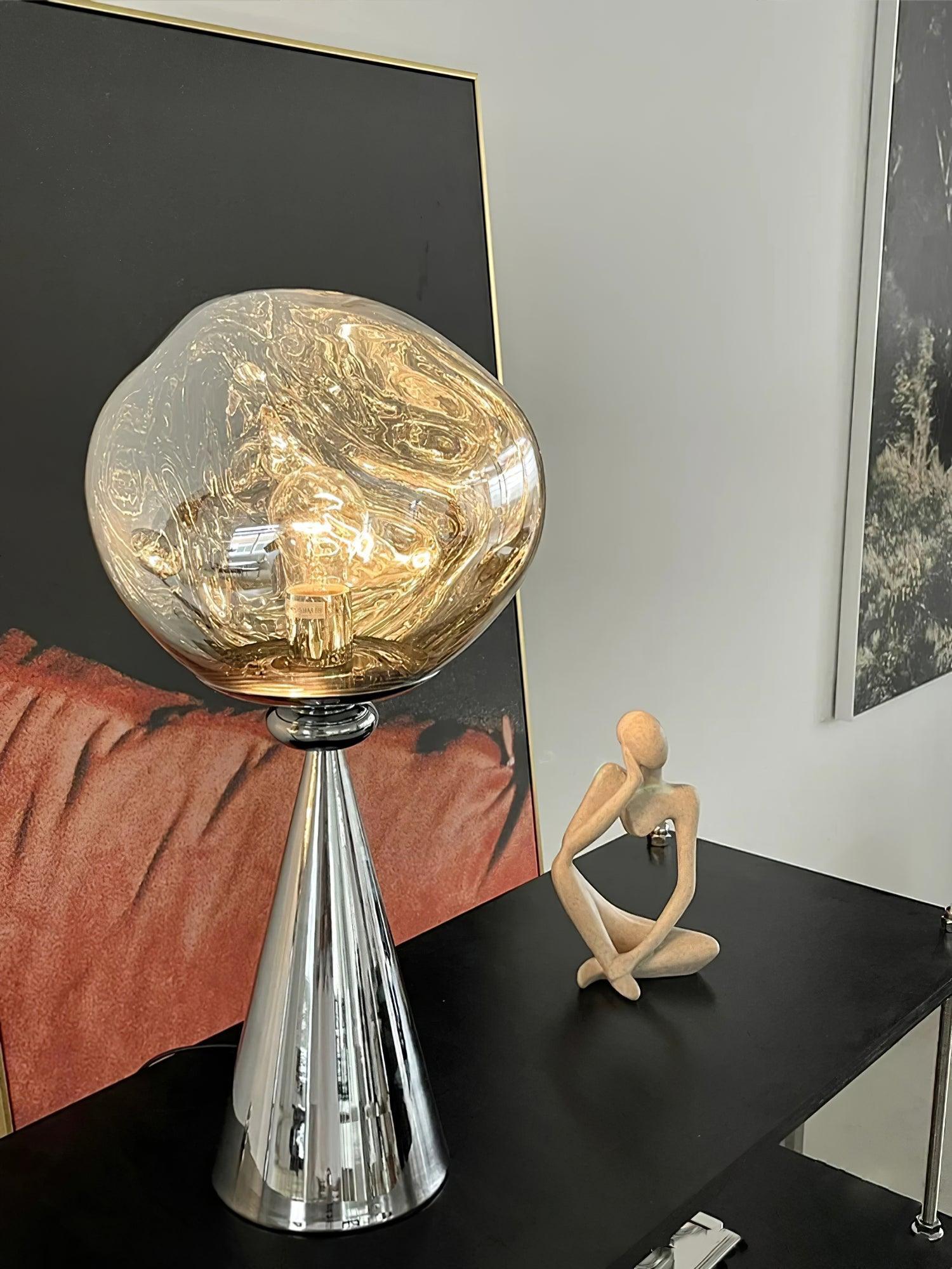 Contemporary Molten Glass Lava Cone Table Lamp for Modern Ambient Lighting