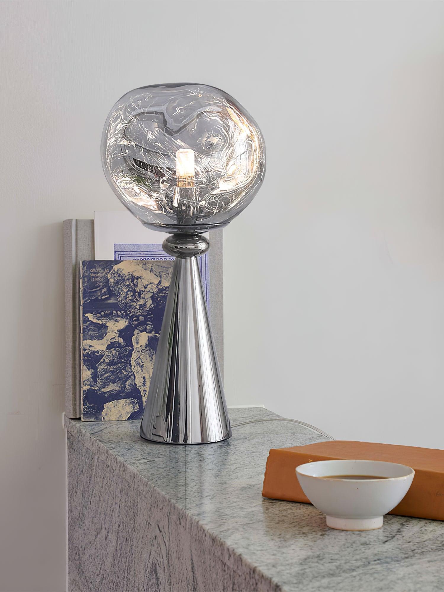 Contemporary Molten Glass Lava Cone Table Lamp for Modern Ambient Lighting
