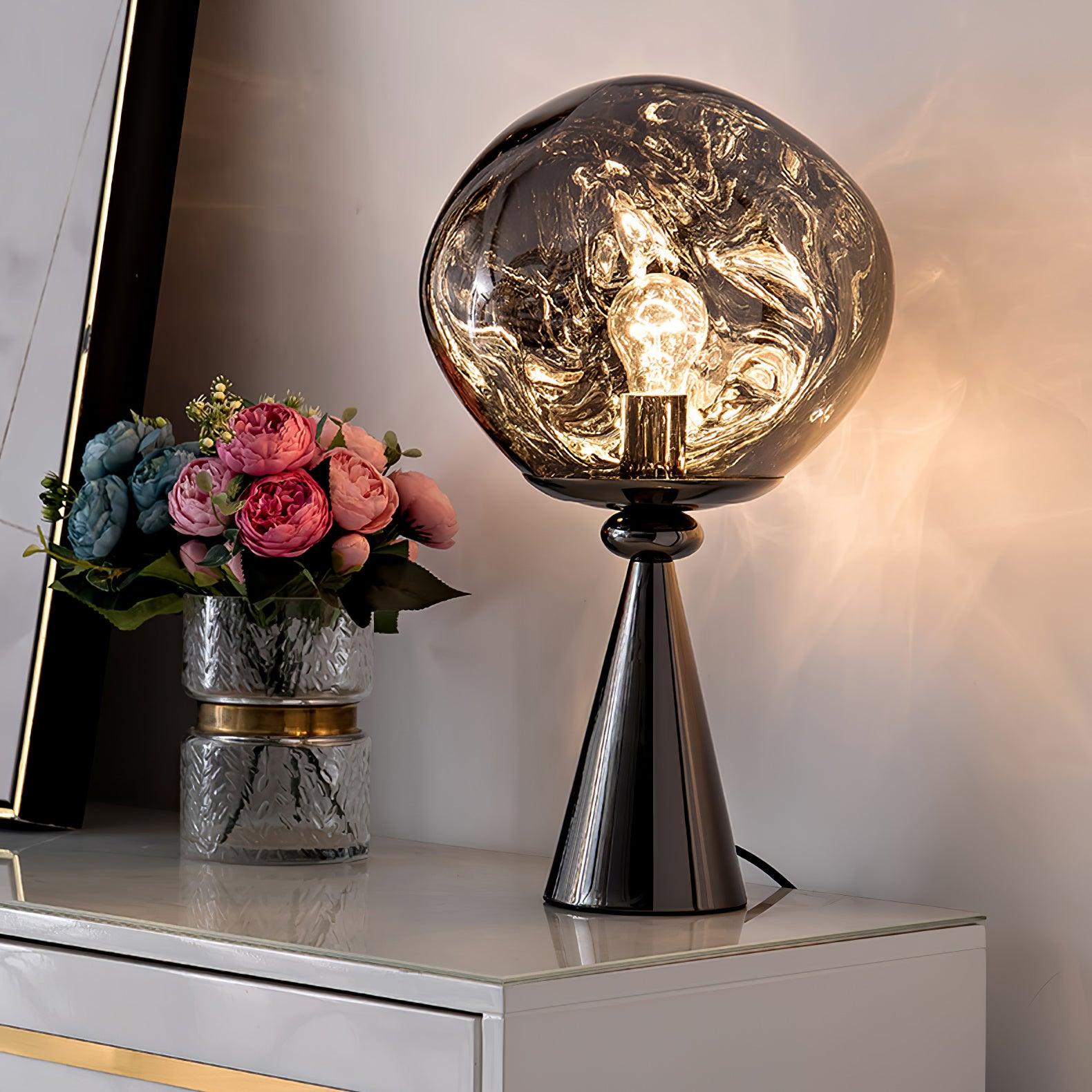 Contemporary Molten Glass Lava Cone Table Lamp for Modern Ambient Lighting