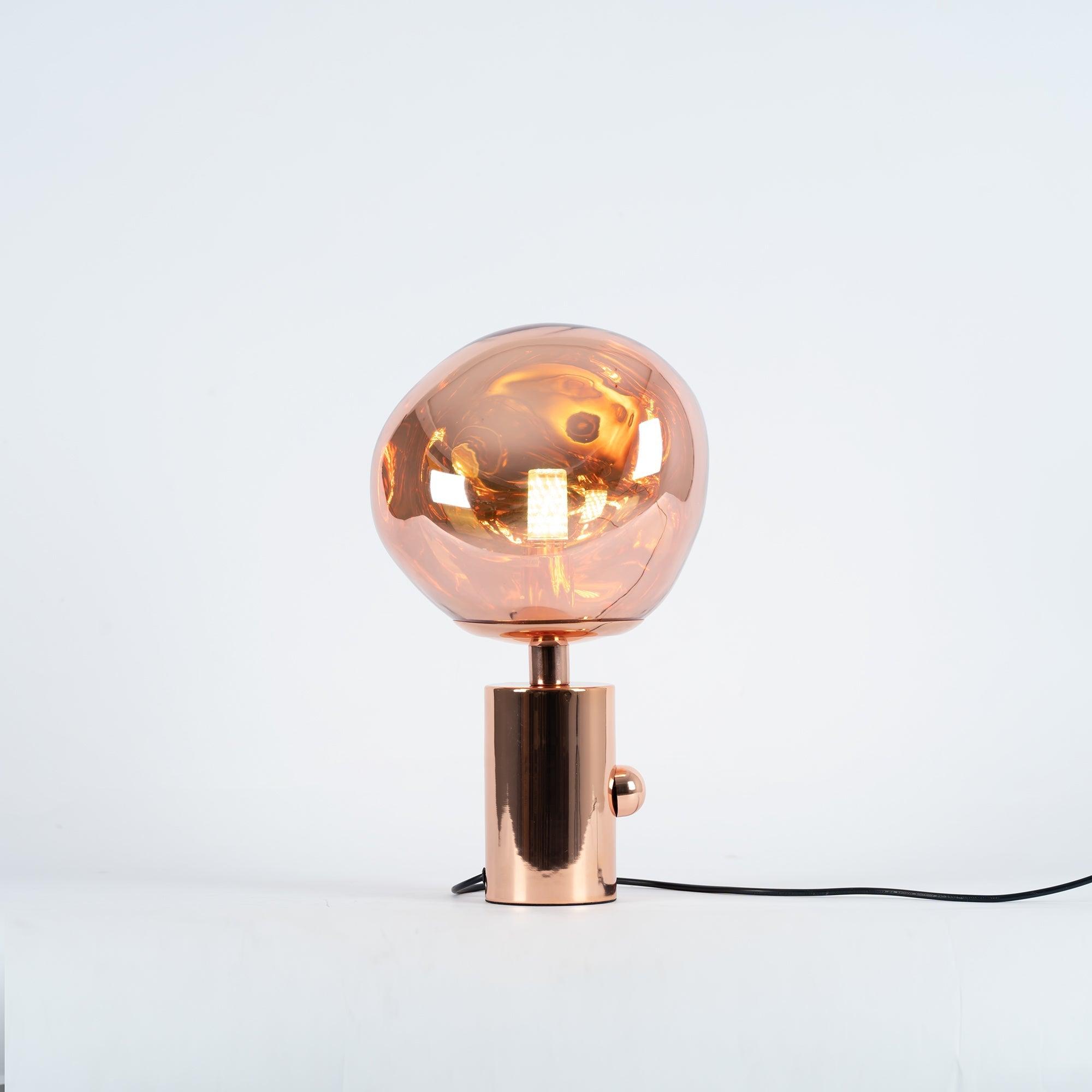 Modern Irregular Glass Lava Table Lamp with Reflective Chrome Finish for Home Decor
