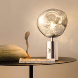 Modern Irregular Glass Lava Table Lamp with Reflective Chrome Finish for Home Decor