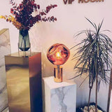 Modern Irregular Glass Lava Table Lamp with Reflective Chrome Finish for Home Decor