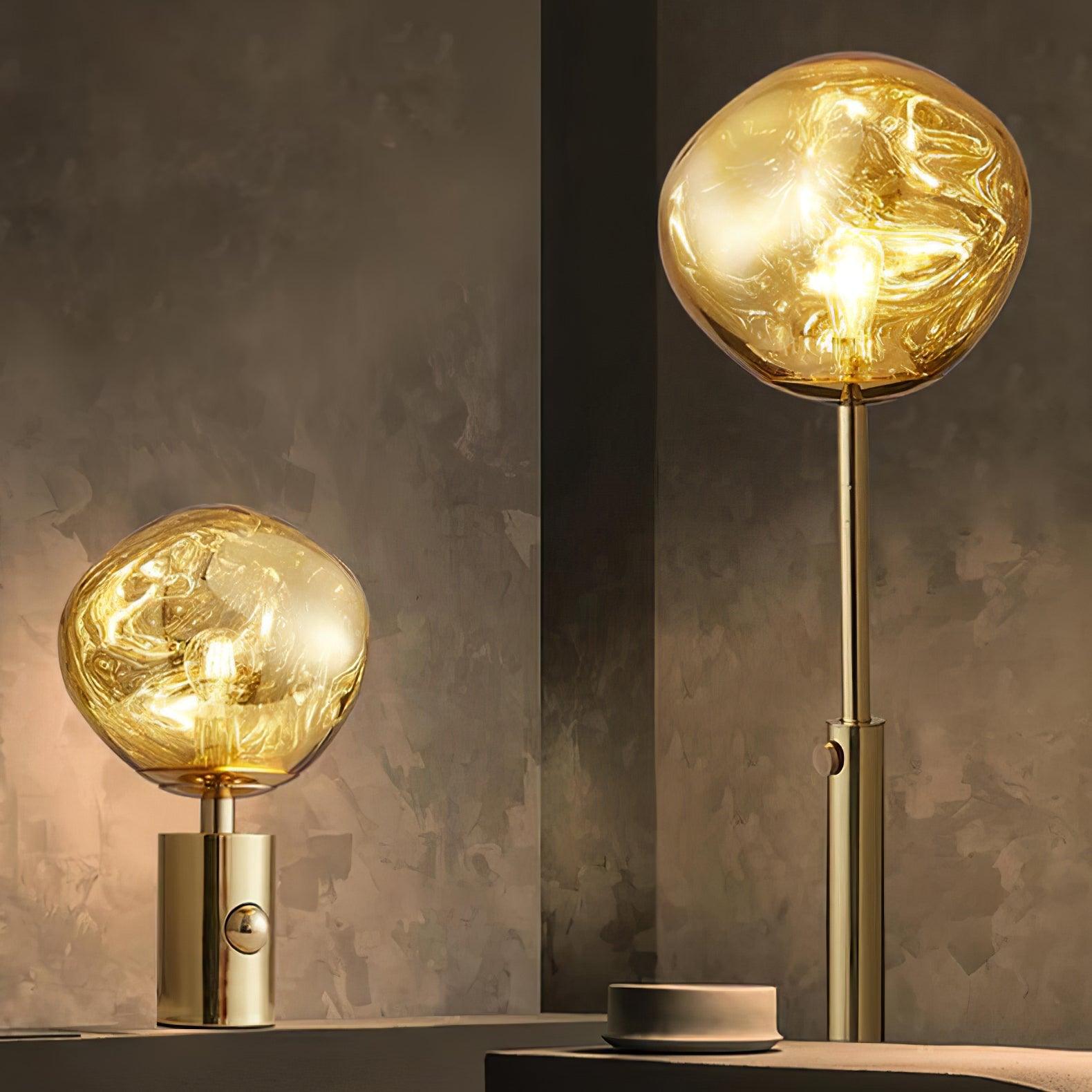 Modern Irregular Glass Lava Table Lamp with Reflective Chrome Finish for Home Decor