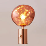 Modern Irregular Glass Lava Table Lamp with Reflective Chrome Finish for Home Decor