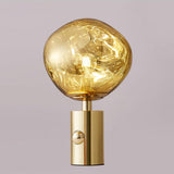 Modern Irregular Glass Lava Table Lamp with Reflective Chrome Finish for Home Decor