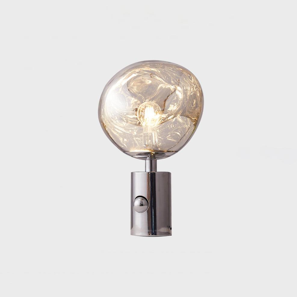 Modern Irregular Glass Lava Table Lamp with Reflective Chrome Finish for Home Decor