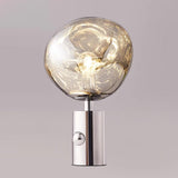 Modern Irregular Glass Lava Table Lamp with Reflective Chrome Finish for Home Decor