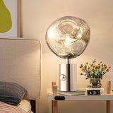 Modern Irregular Glass Lava Table Lamp with Reflective Chrome Finish for Home Decor