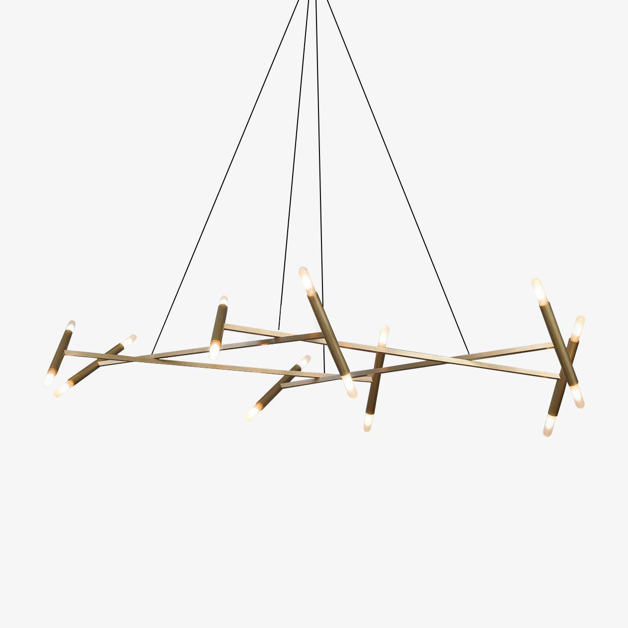 Modern Brass Diamond Shape Chandelier LED Ceiling Pendant Lighting for Dining Room
