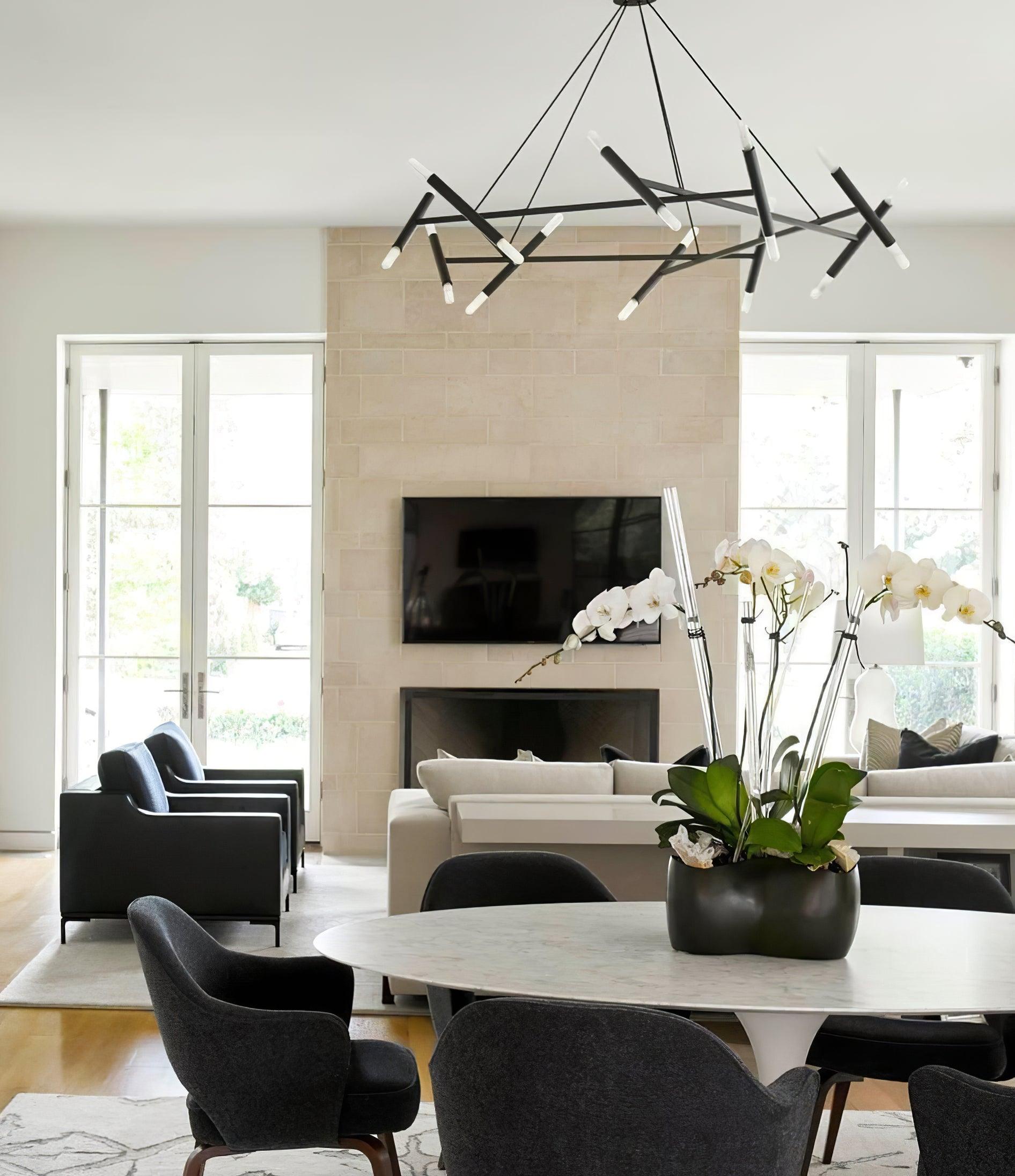 Modern Brass Diamond Shape Chandelier LED Ceiling Pendant Lighting for Dining Room