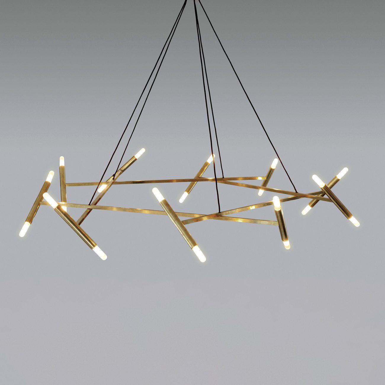 Modern Brass Diamond Shape Chandelier LED Ceiling Pendant Lighting for Dining Room