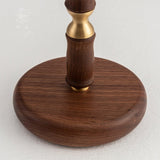 Mid Century Modern Pleated Walnut Table Lamp with Brass Accents and Folding Shade