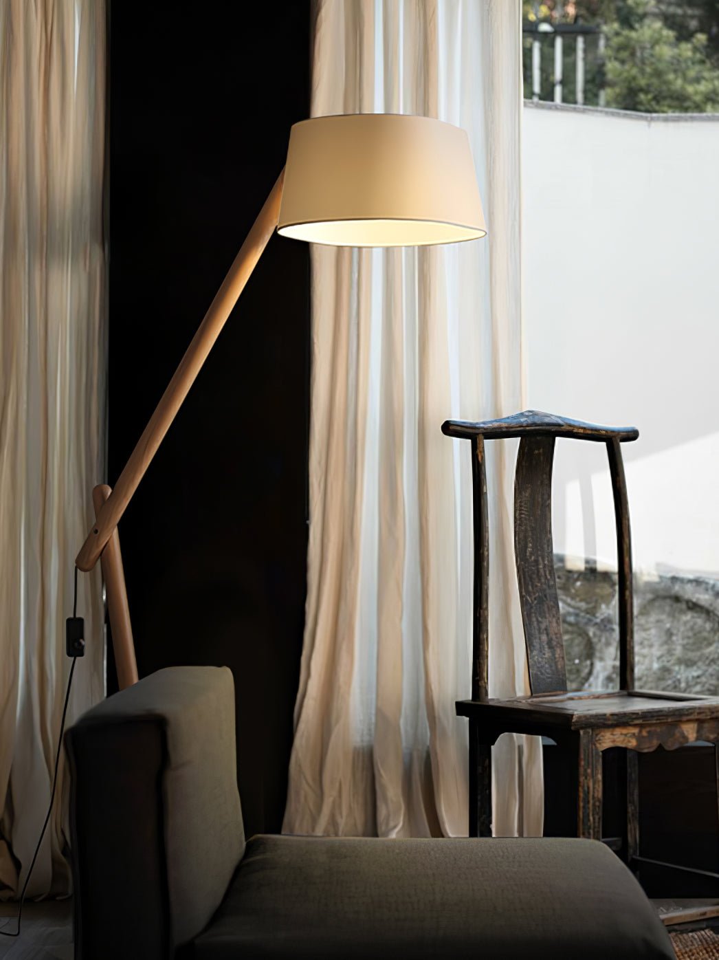 Modern Lean Pivot Adjustable Uplight Floor Lamp for Living Room and Office