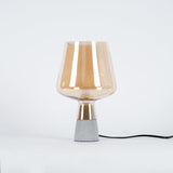 Modern Architectural Glass and Concrete Table Lamp for Elegant Bedside Lighting