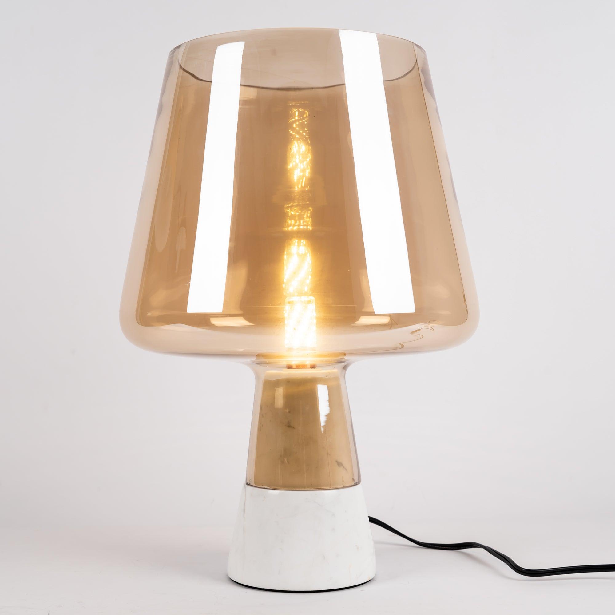 Modern Architectural Glass and Concrete Table Lamp for Elegant Bedside Lighting