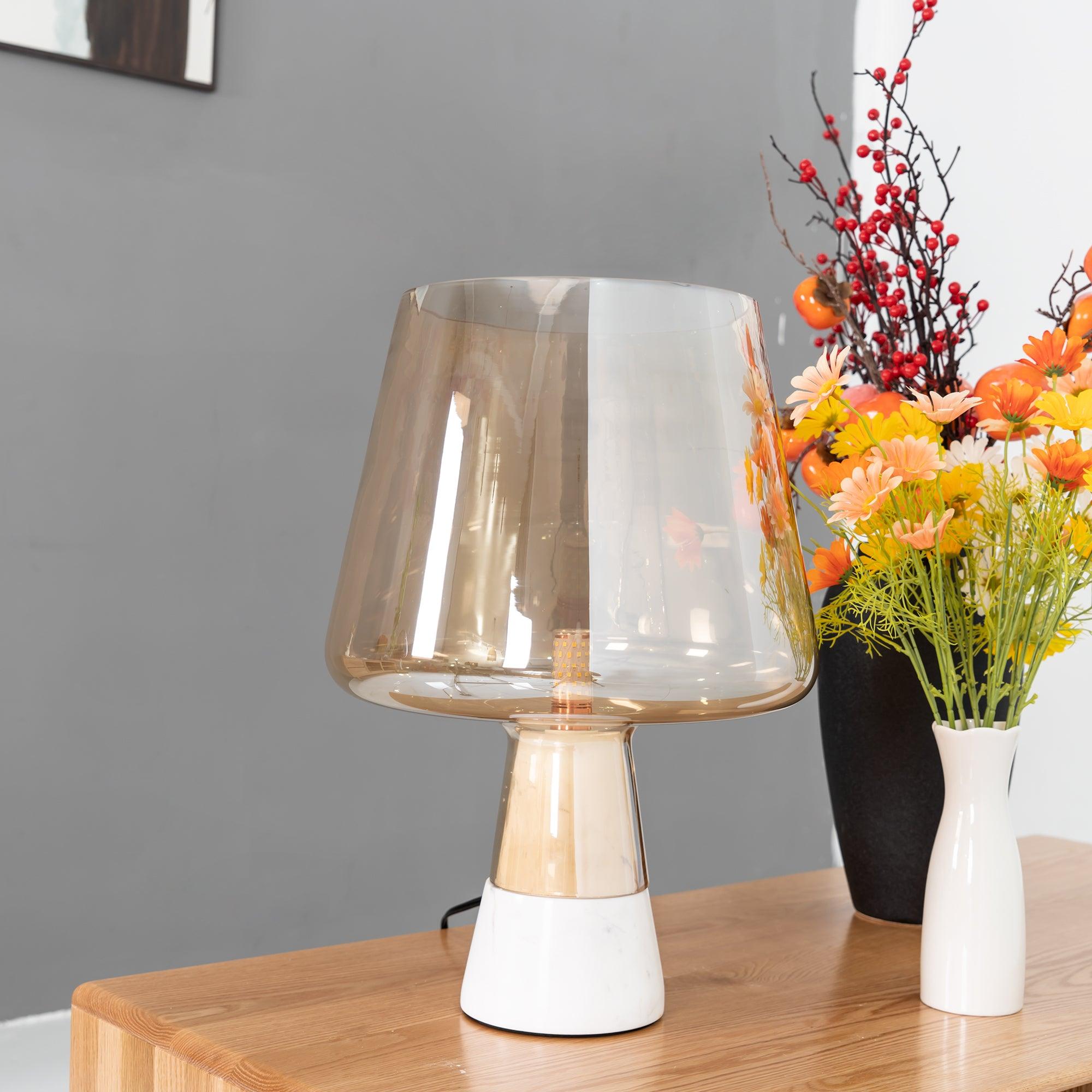 Modern Architectural Glass and Concrete Table Lamp for Elegant Bedside Lighting