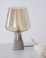 Modern Architectural Glass and Concrete Table Lamp for Elegant Bedside Lighting
