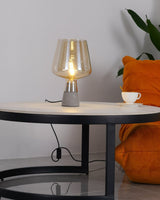Modern Architectural Glass and Concrete Table Lamp for Elegant Bedside Lighting