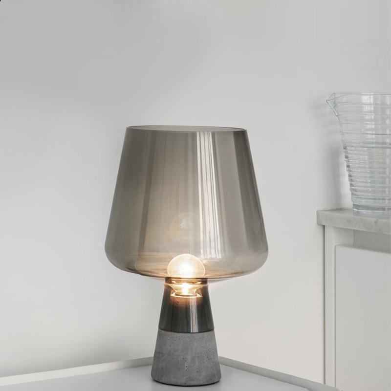 Modern Architectural Glass and Concrete Table Lamp for Elegant Bedside Lighting
