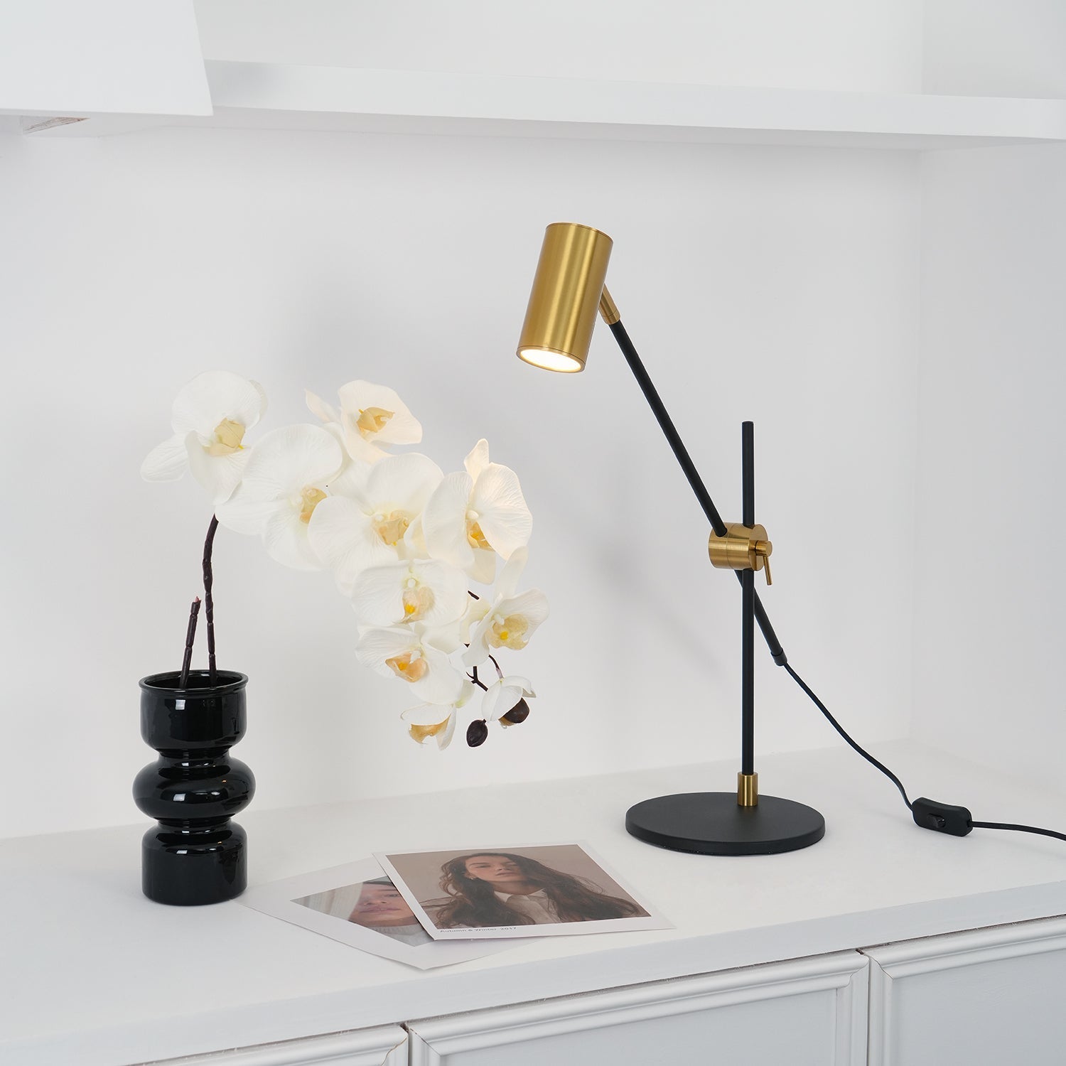 Lektor Modern Adjustable Table Lamp Articulated Reading Light for Office Gold and Black