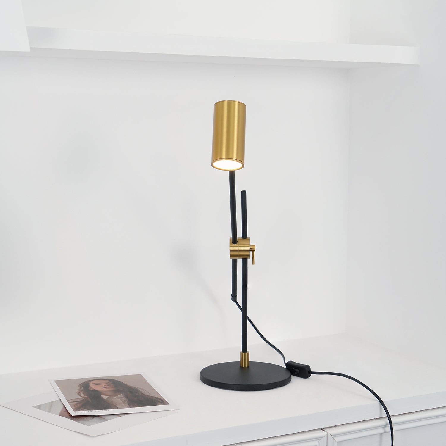 Lektor Modern Adjustable Table Lamp Articulated Reading Light for Office Gold and Black