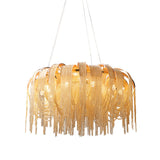 Modern Draped Metal Chain Chandelier LED Gasolier Lighting in Rose Gold and Chrome