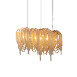Modern Draped Metal Chain Chandelier LED Gasolier Lighting in Rose Gold and Chrome