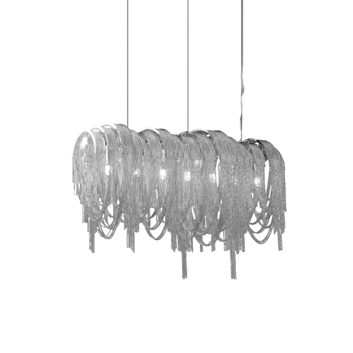 Modern Draped Metal Chain Chandelier LED Gasolier Lighting in Rose Gold and Chrome