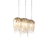 Modern Draped Metal Chain Chandelier LED Gasolier Lighting in Rose Gold and Chrome