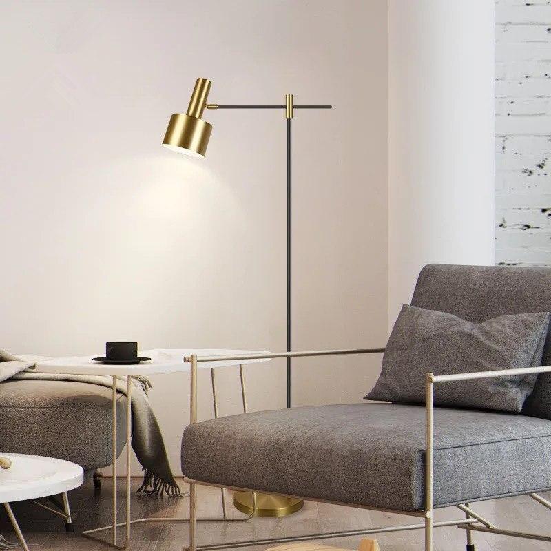 Lento Modern Floor Standing Lamp with Polished Gold and Black Finish