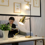 Modern Lento Table Lamp Polished Gold and Black Metal Desk Light for Office and Bedroom Study