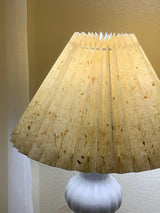 Modern Ribbed Ceramic Gourd Table Lamp White Gloss Desk Light with Linen Shade