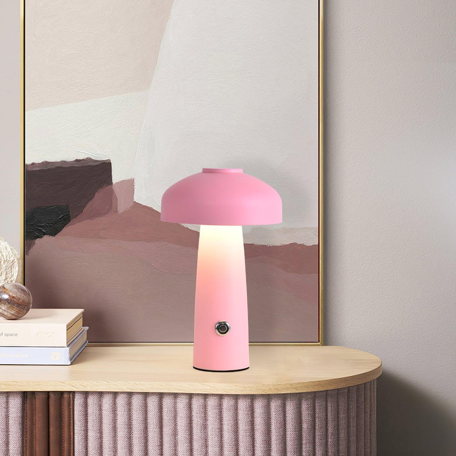 Modern Mushroom Metal Desk Lamp Portable Rechargeable LED Table Light for Office and Bedroom