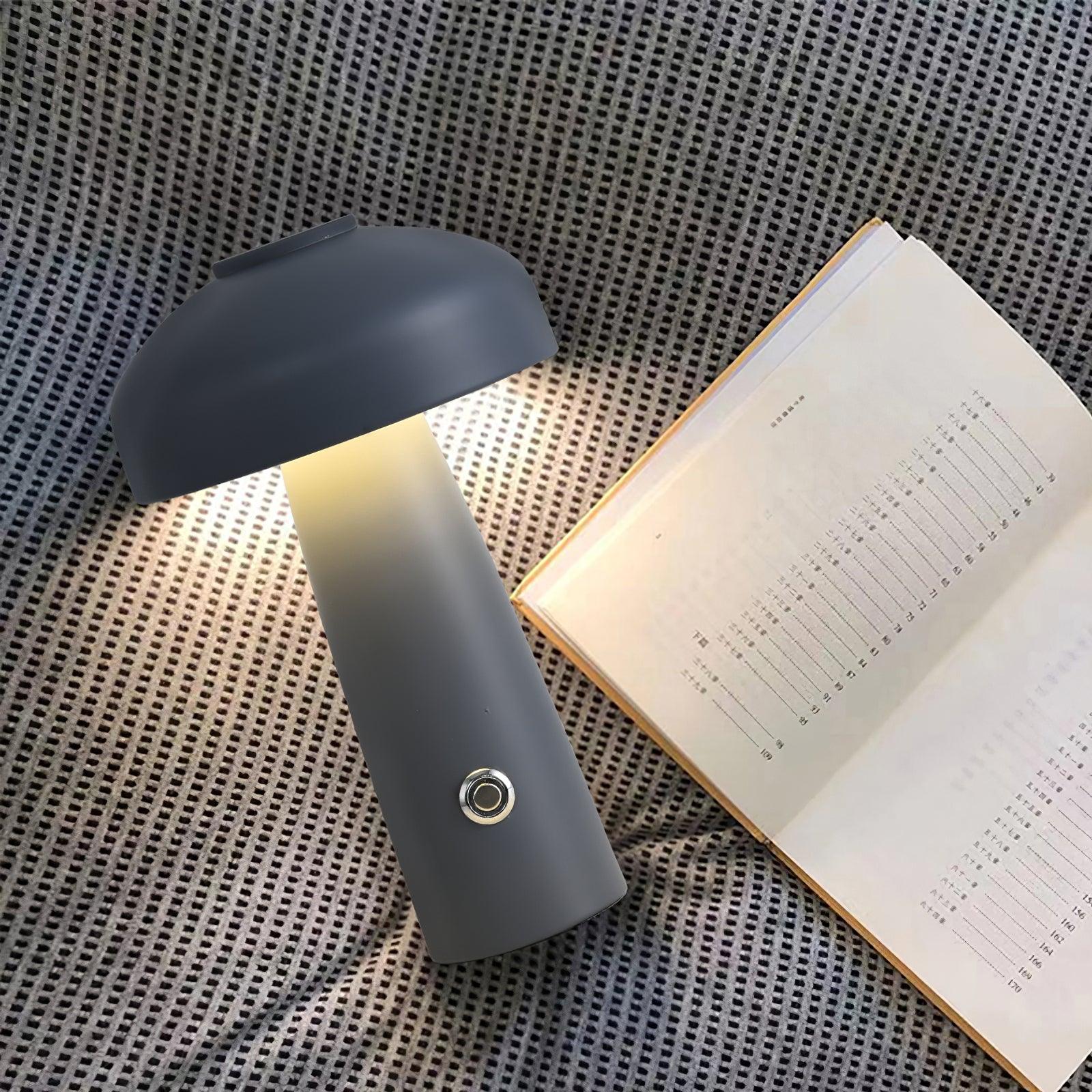 Modern Mushroom Metal Desk Lamp Portable Rechargeable LED Table Light for Office and Bedroom
