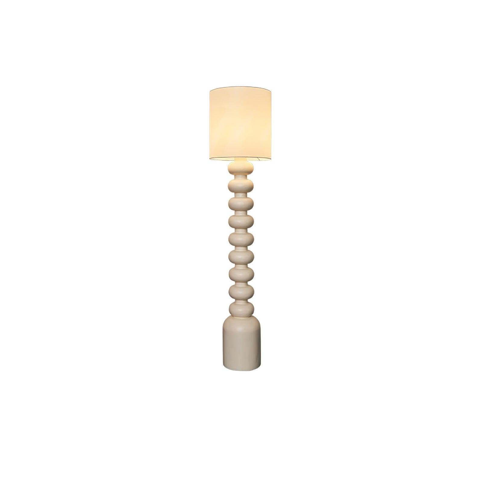 Leona Modern Textured Bubble Base Floor Lamp with White Cylindrical Drum Shade