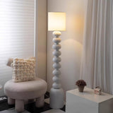 Leona Modern Textured Bubble Base Floor Lamp with White Cylindrical Drum Shade