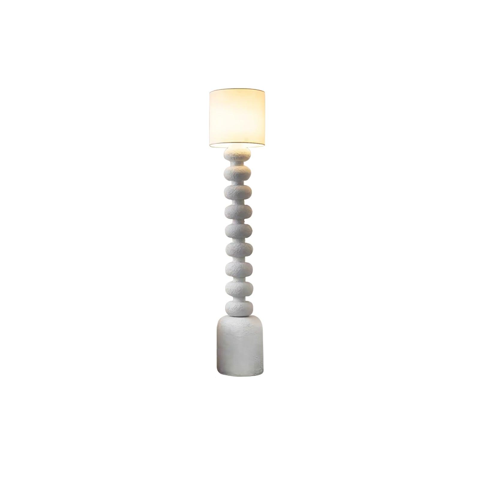 Leona Modern Textured Bubble Base Floor Lamp with White Cylindrical Drum Shade