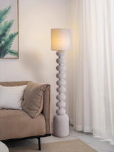 Leona Modern Textured Bubble Base Floor Lamp with White Cylindrical Drum Shade