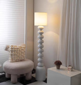 Leona Modern Textured Bubble Base Floor Lamp with White Cylindrical Drum Shade