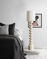 Leona Modern Textured Bubble Base Floor Lamp with White Cylindrical Drum Shade