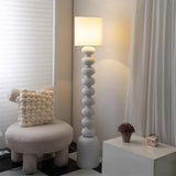 Leona Modern Textured Bubble Base Floor Lamp with White Cylindrical Drum Shade