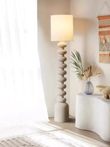 Leona Modern Textured Bubble Base Floor Lamp with White Cylindrical Drum Shade