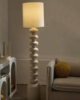 Leona Modern Textured Bubble Base Floor Lamp with White Cylindrical Drum Shade