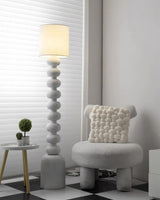 Leona Modern Textured Bubble Base Floor Lamp with White Cylindrical Drum Shade