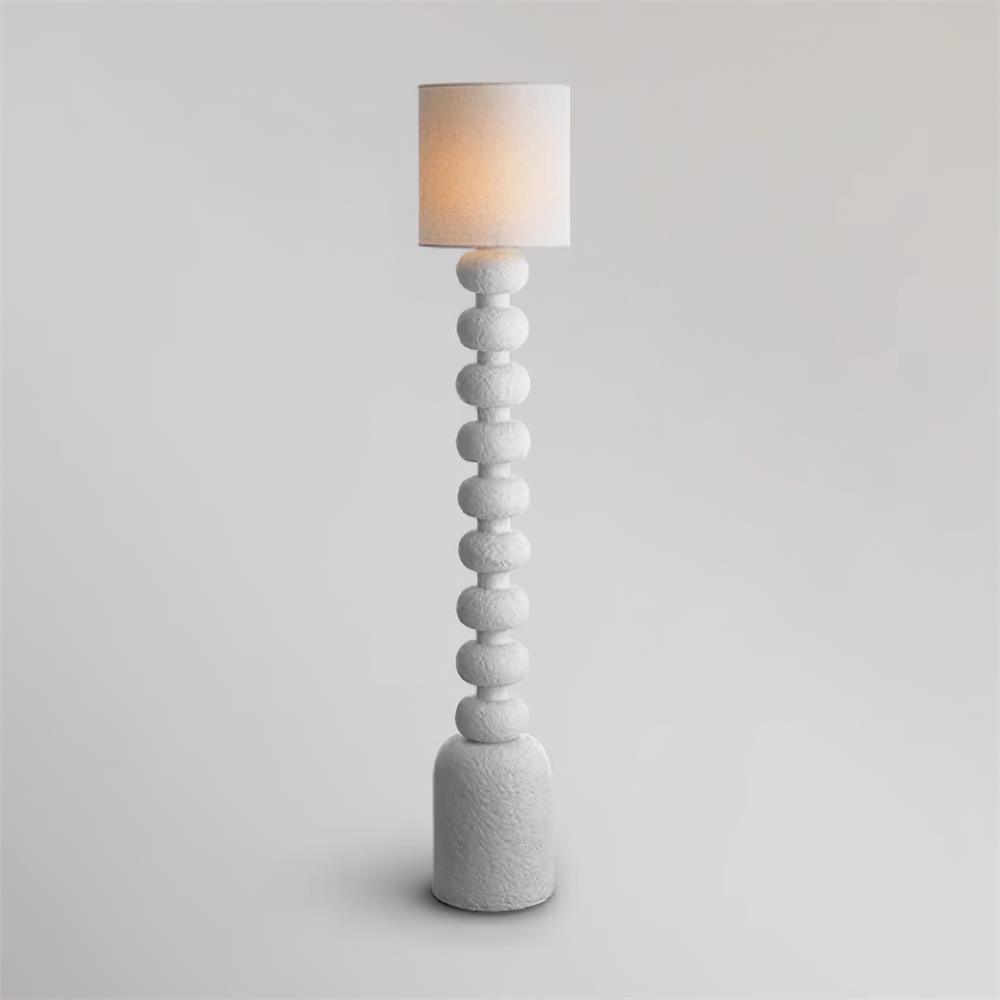 Leona Modern Textured Bubble Base Floor Lamp with White Cylindrical Drum Shade